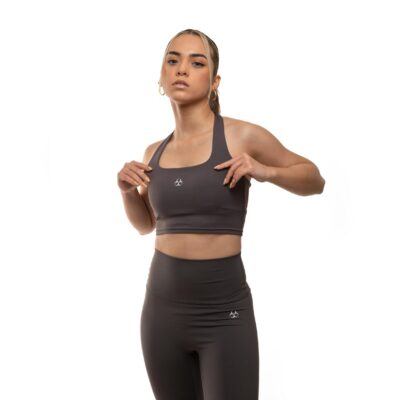 donkergrijze flow yoga top